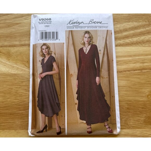 Vogue V9268 Kathryn Brenne Dress Pattern OSZ Asymmetrical Hem Sewing Pattern - Picture 2 of 4